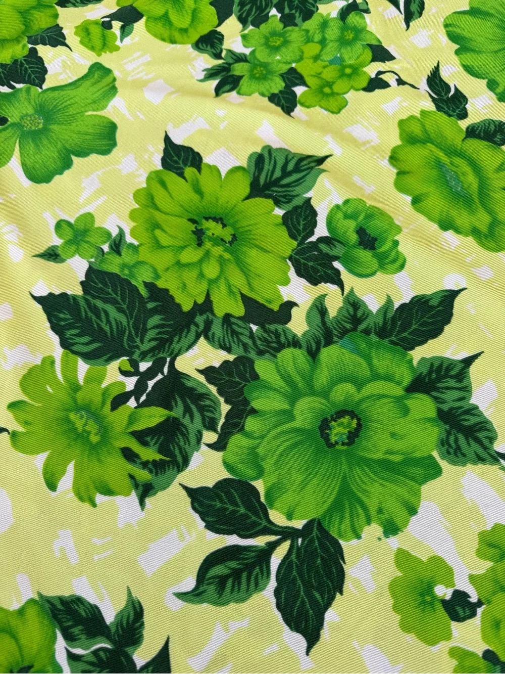 Vintage MCM Retro Floral Handmade Curtain Panel Green Yellow Rod Pocket 52x76